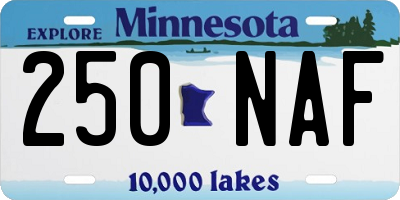 MN license plate 250NAF