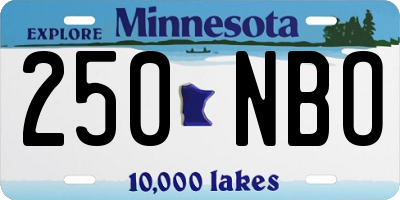 MN license plate 250NBO