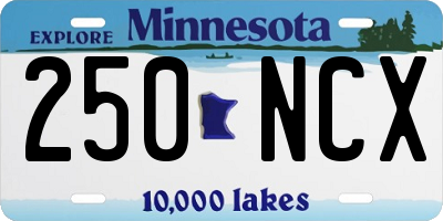 MN license plate 250NCX