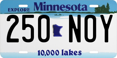 MN license plate 250NOY