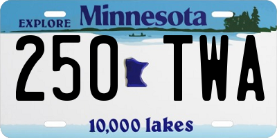 MN license plate 250TWA
