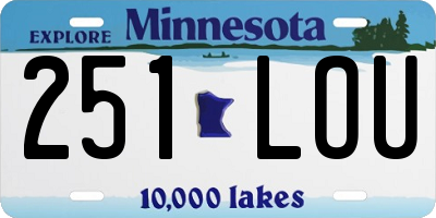 MN license plate 251LOU