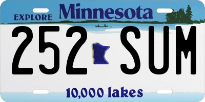 MN license plate 252SUM
