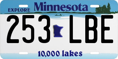 MN license plate 253LBE