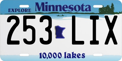MN license plate 253LIX
