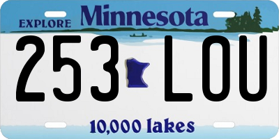 MN license plate 253LOU