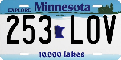 MN license plate 253LOV