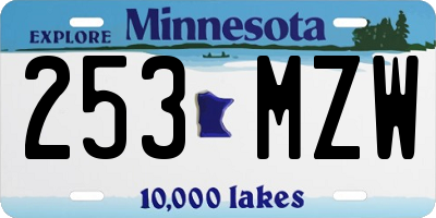 MN license plate 253MZW