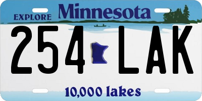 MN license plate 254LAK