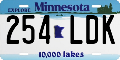 MN license plate 254LDK