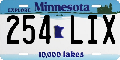 MN license plate 254LIX