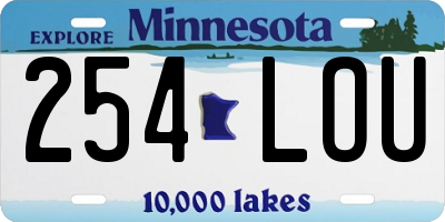 MN license plate 254LOU