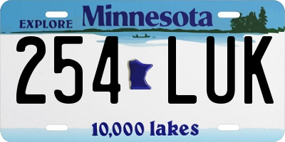 MN license plate 254LUK