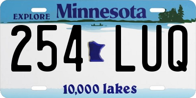 MN license plate 254LUQ