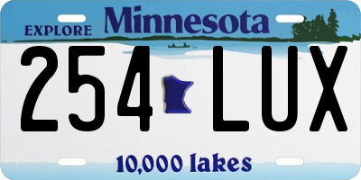 MN license plate 254LUX
