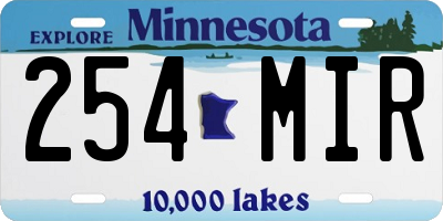 MN license plate 254MIR