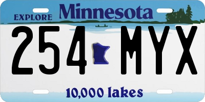 MN license plate 254MYX