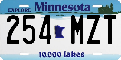 MN license plate 254MZT