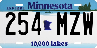 MN license plate 254MZW