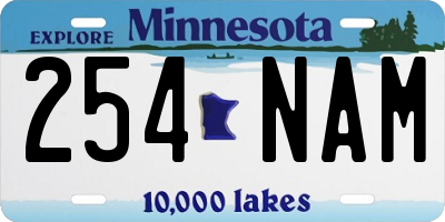 MN license plate 254NAM
