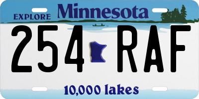 MN license plate 254RAF