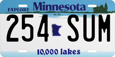 MN license plate 254SUM