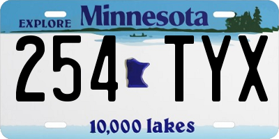 MN license plate 254TYX