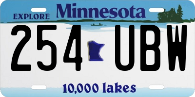 MN license plate 254UBW