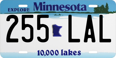 MN license plate 255LAL