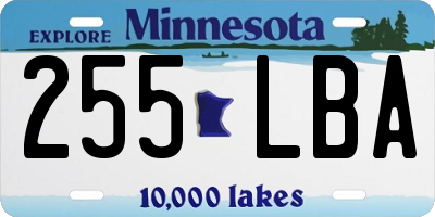MN license plate 255LBA