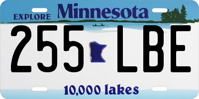 MN license plate 255LBE