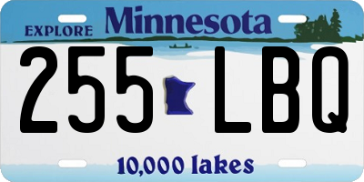 MN license plate 255LBQ
