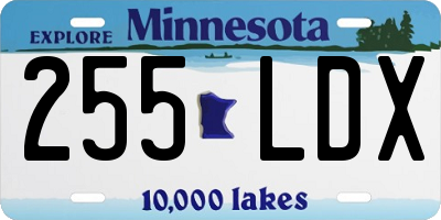 MN license plate 255LDX