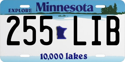 MN license plate 255LIB
