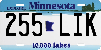 MN license plate 255LIK