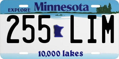 MN license plate 255LIM