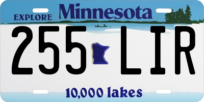 MN license plate 255LIR