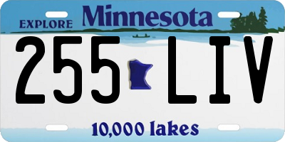 MN license plate 255LIV