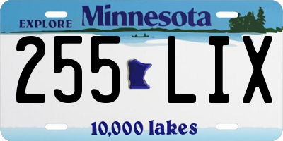 MN license plate 255LIX