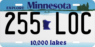MN license plate 255LOC