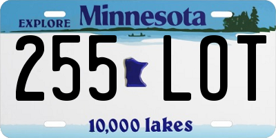 MN license plate 255LOT