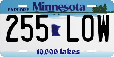 MN license plate 255LOW