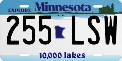 MN license plate 255LSW