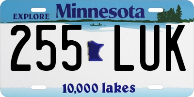 MN license plate 255LUK