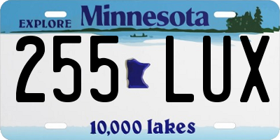 MN license plate 255LUX