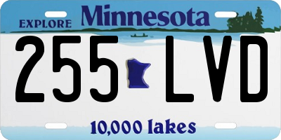 MN license plate 255LVD
