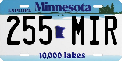 MN license plate 255MIR