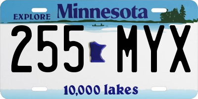 MN license plate 255MYX