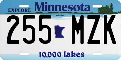 MN license plate 255MZK