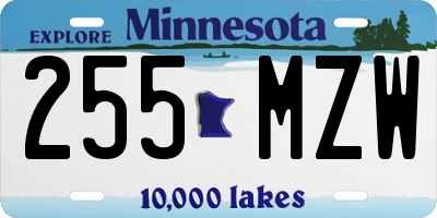 MN license plate 255MZW